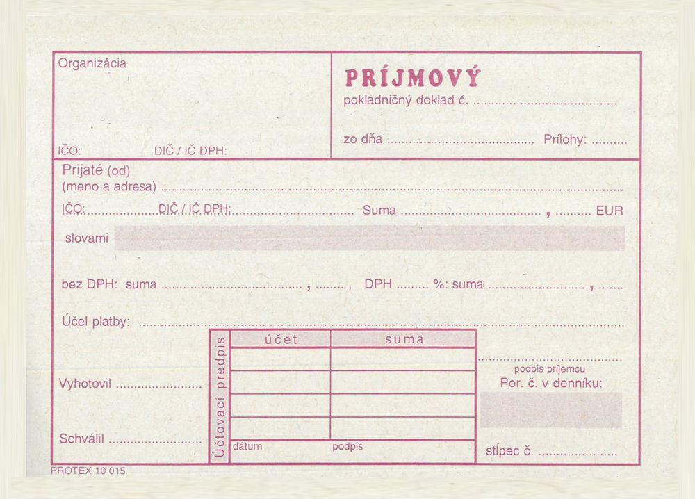 Príjmový pokladničný doklad NOVÝ (blok A6, 100 listov)