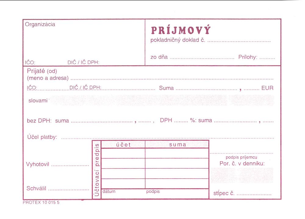 Príjmový pokladničný doklad NOVÝ (samoprepisovací, blok A6, 100 listov)