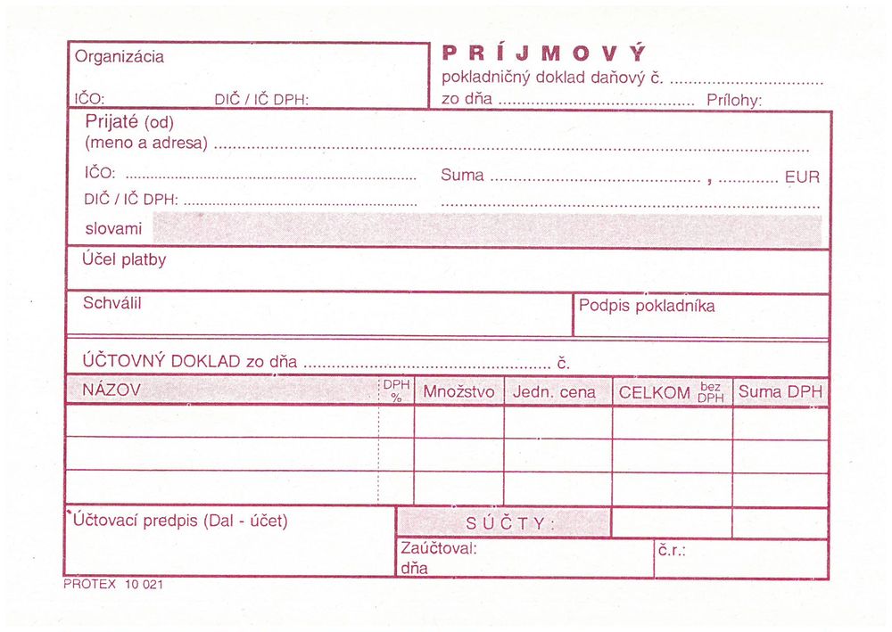 Príjmový pokladničný doklad DAŇOVÝ (blok A6, 100 listov)