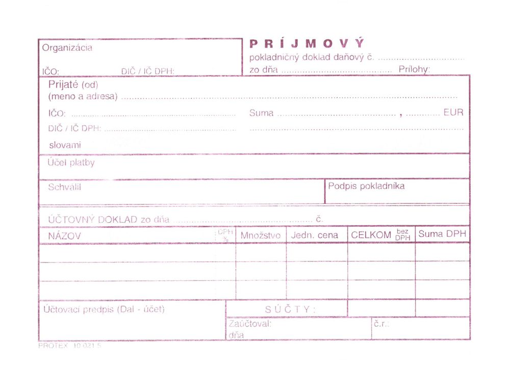 Príjmový pokladničný doklad DAŇOVÝ (samoprepisovací, blok A6, 100 listov)