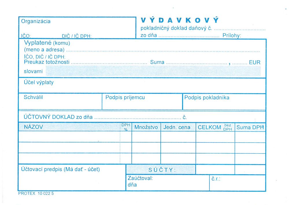 Výdavkový pokladničný doklad DAŇOVÝ (samoprepisovací, blok A6, 100 listov)