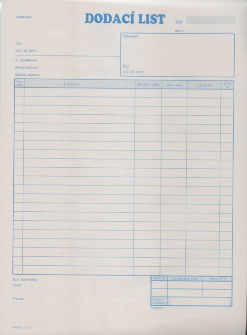 Dodací list A4 (blok 100 listov)