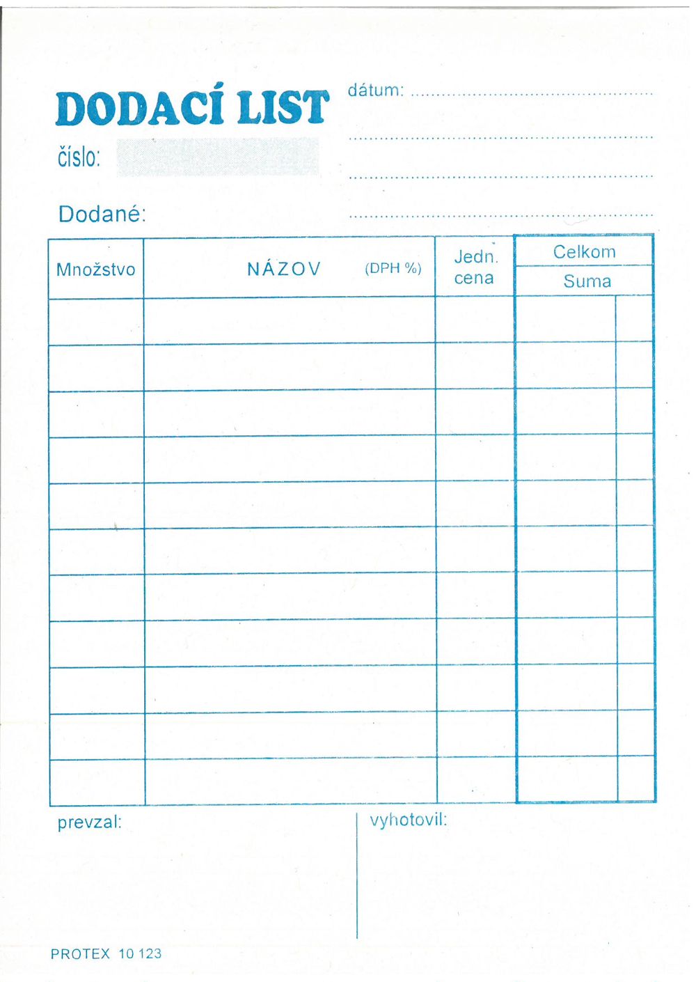 Dodací list A6 (blok 100 listov)