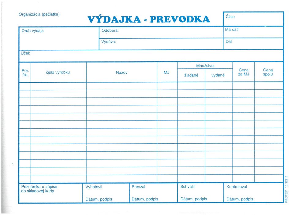 Výdajka-prevodka A5 (samoprepisovací, blok 100 listov)