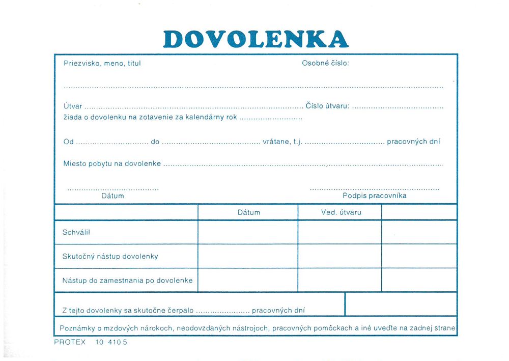 Dovolenka (samoprepisovací blok A6, 100 listov)