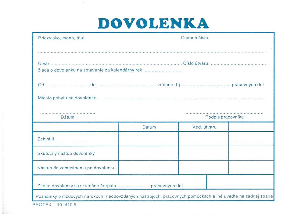 Dovolenka (samoprepisovací blok A6, 100 listov)