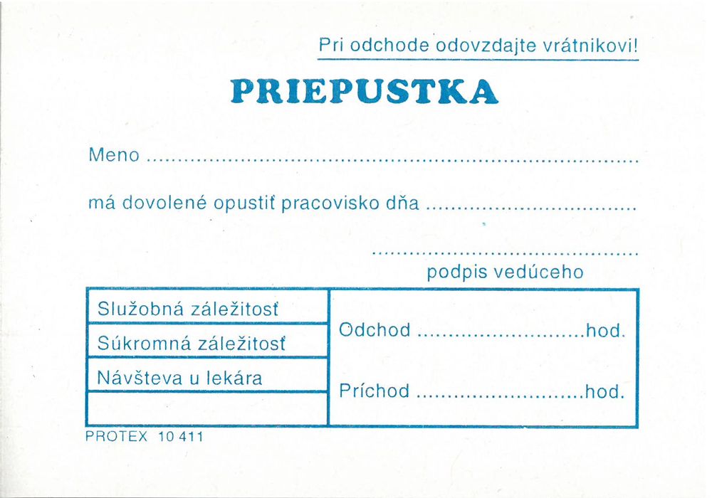 Priepustka (blok A7, 100 listov)