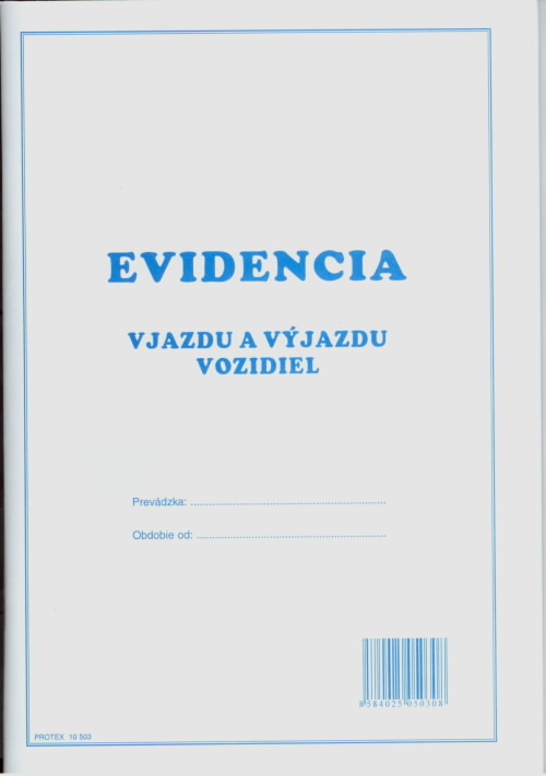 Evidencia vjazdu a výjazdu vozidiel (A4 zošit, 100 strán)