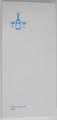 Čašnícke účtenky biele s potlačou (blok 15x7 cm, 80 listov)