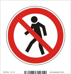 Piktogram zákaz vstupu pre chodcov - samolepka (10x10 cm)