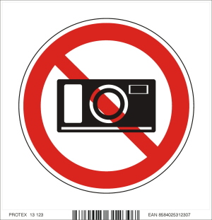 Piktogram zákaz fotografovania - samolepka (10x10 cm)