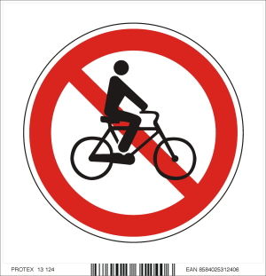 Piktogram zákaz vjazdu s bicyklom - samolepka (10x10 cm)