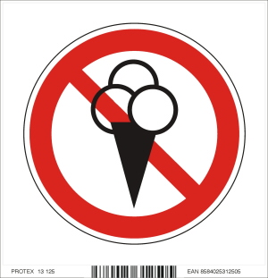 Piktogram zákaz vstupu so zmrzlinou - samolepka (10x10 cm)