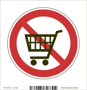 Piktogram zákaz vstupu s nákupným vozíkom - samolepka (10x10 cm)