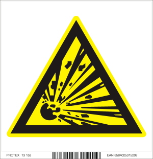 Piktogram  nebezpečenstvo výbuchu - samolepka (10x10 cm)