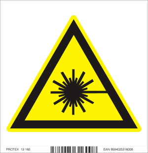 Piktogram nebezpečenstvo laserového lúča - samolepka (10x10 cm)