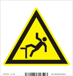 Piktogram nebezpečenstvo pádu - samolepka (10x10 cm)