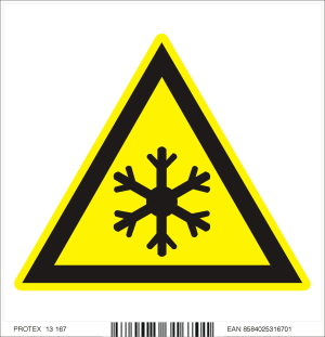 Piktogram nebezpečenstvo nízkej teploty - samolepka (10x10 cm)