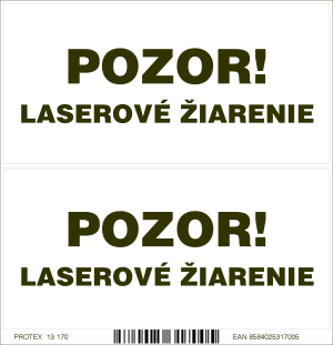 Označenie s nápisom POZOR laserové žiarenie - samolepka (2 kusy 10x5 cm)