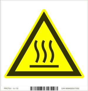 Piktogram nebezpečenstvo horúceho povrchu (horúca plocha) (10 x 10 cm)