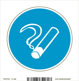 Piktogram fajčenie povolené - v modrom kruhu (10 x 10 cm)