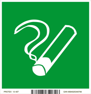Piktogram fajčenie povolené - v  zelenom štvorci (10 x 10 cm)