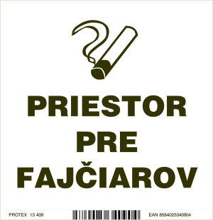 Označenie s textom "Priestor pre fajčiarov" (10 x 10 cm)
