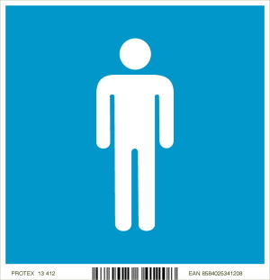 Piktogram "WC muži" - v modrom štvorci (10 x 10 cm)