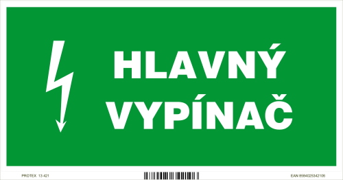 Označenie Hlavný vypínač elektriny (20 x 10 cm)