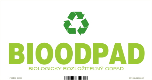 Označenie odpadu - separovaný zber - BIOODPAD (20x10 cm)