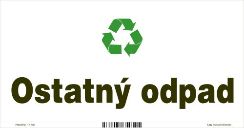 Označenie odpadu - separovaný zber - Ostatný odpad (20x10 cm)