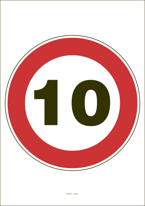 Označenie "Najvyššia dovolená rýchlosť 10 km/h" (A4, laminované)