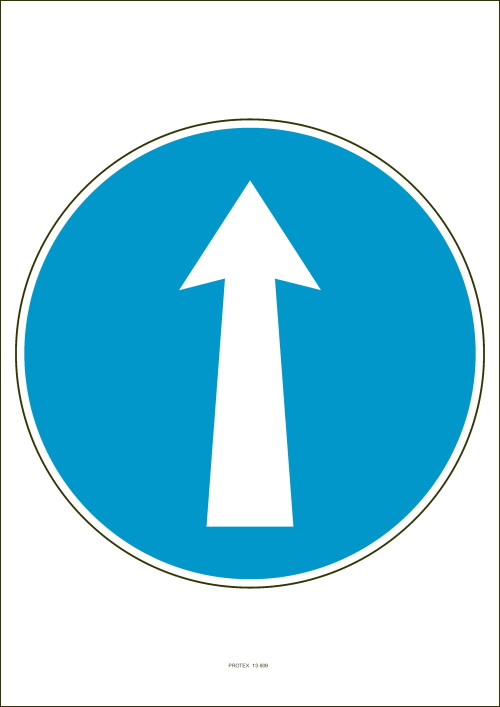 Označenie "Prikázaný smer jazdy priamo" (A4, laminované)