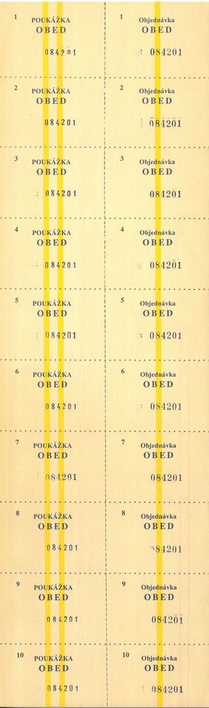 Stravenka - 1000 lístkov na obed, číslované