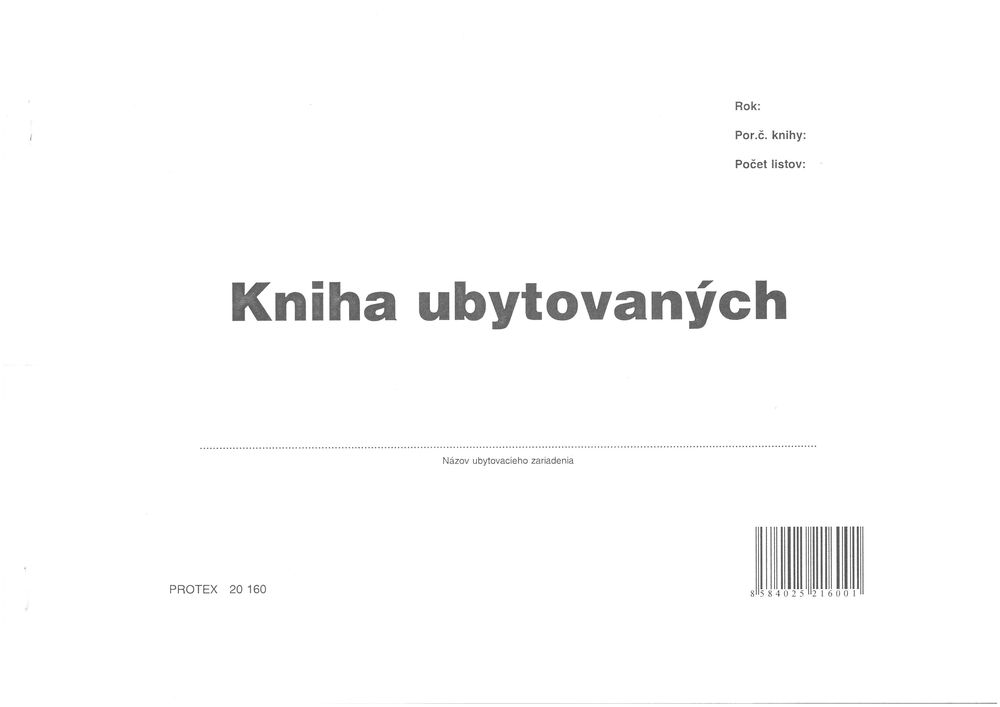 Kniha ubytovaných  (A4, 100 listov, číslovaná)