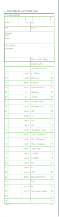 Biochemické vyšetrenie krvi (blok, 100 listov)