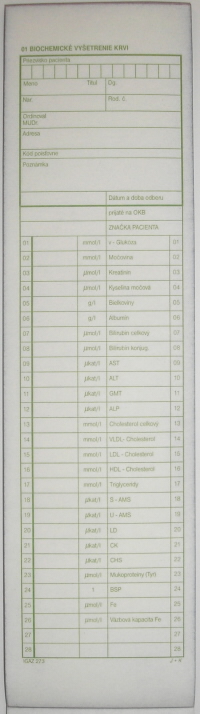 Biochemické vyšetrenie krvi, samoprepis.