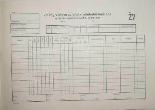 Zmeny v stave zvierat (blok A4 100 listov)