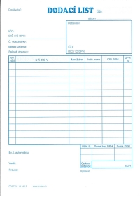 Dodací list A5 (samoprepisovací, blok 100 listov)