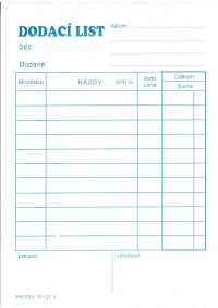 Dodací list A6 (samoprepisovací, blok 100 listov)