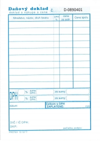 Daňový doklad - paragón A6 (samoprepis., čísl.blok 50x2 listov)