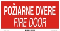 Označenie s textom Požiarne dvere - Fire door (20 x 10 cm)