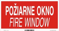 Označenie s textom Požiarne okno - Fire window (20 x 10 cm)
