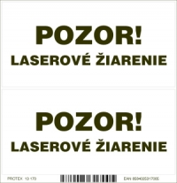 Označenie s nápisom POZOR laserové žiarenie - samolepka (2 kusy 10x5 cm)