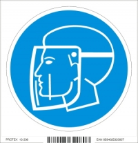 Piktogram - príkaz na používanie prostriedku na ochranu tváre (10 x 10 cm)