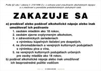 Oznam o zákaze predaja alkoholických nápojov (A4, laminovaný, nesamolepiaci)